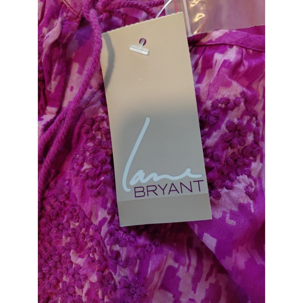 New Lane Bryant Roll Tab Sleeve Peasant Blouse Women's Sz 22/24 Org $44.95 Boho - Picture 4 of 5